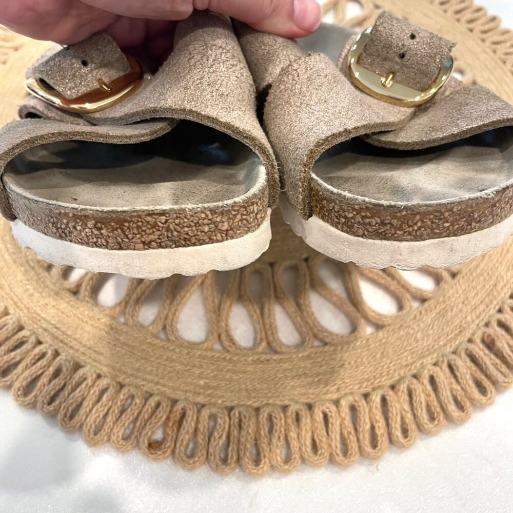 Birkenstock Metallic Rose Gold Siena Big Buckle Cross Strap Sandals EU 38 - Picture 10 of 10